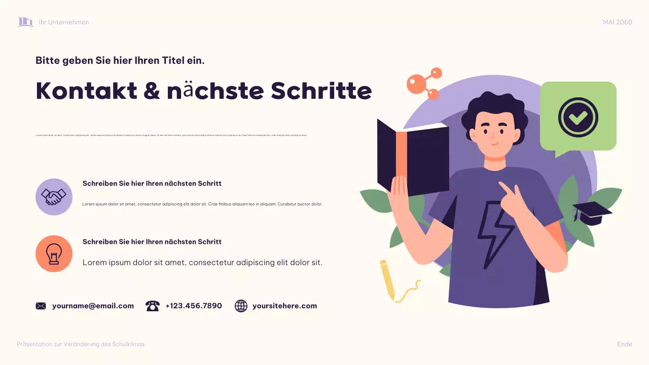 Lila Illustrative: Gemeinsam das Schulklima verändern Präsentation