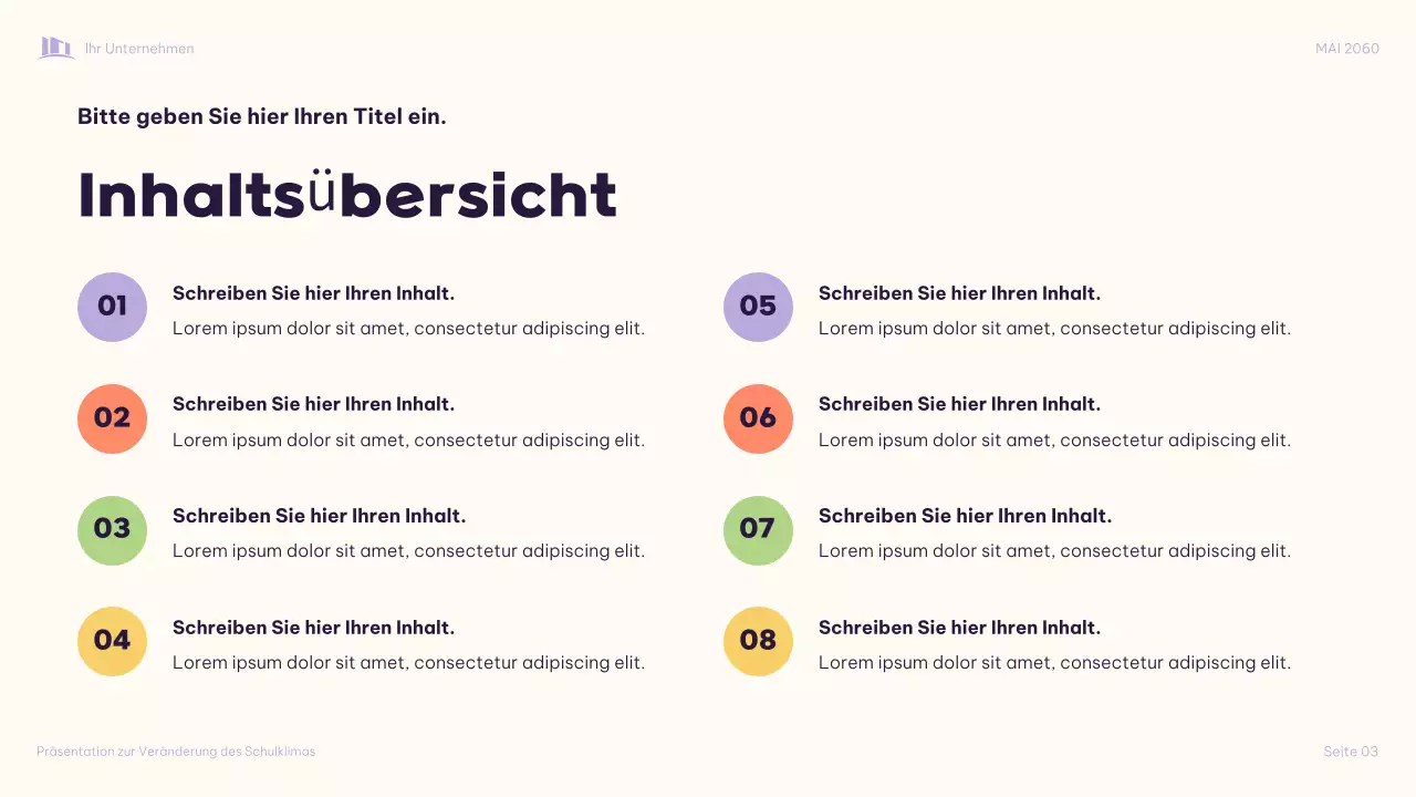 Lila Illustrative: Gemeinsam das Schulklima verändern Präsentation