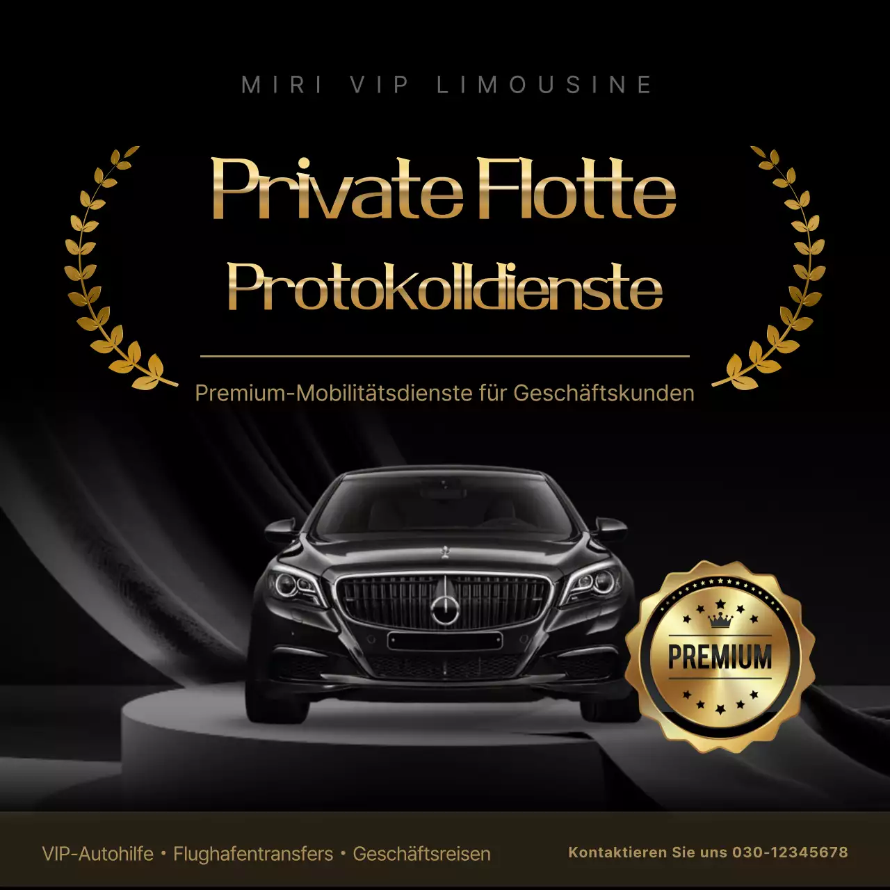 Werbung für ein schwarzes Luxusauto