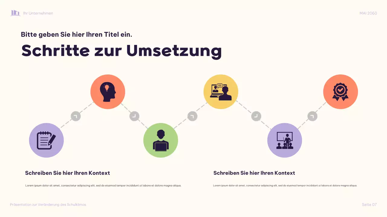 Lila Illustrative: Gemeinsam das Schulklima verändern Präsentation