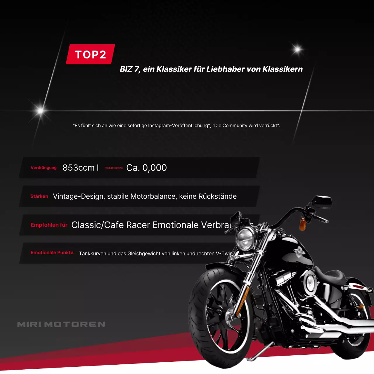 Rote moderne Motorradwerbung