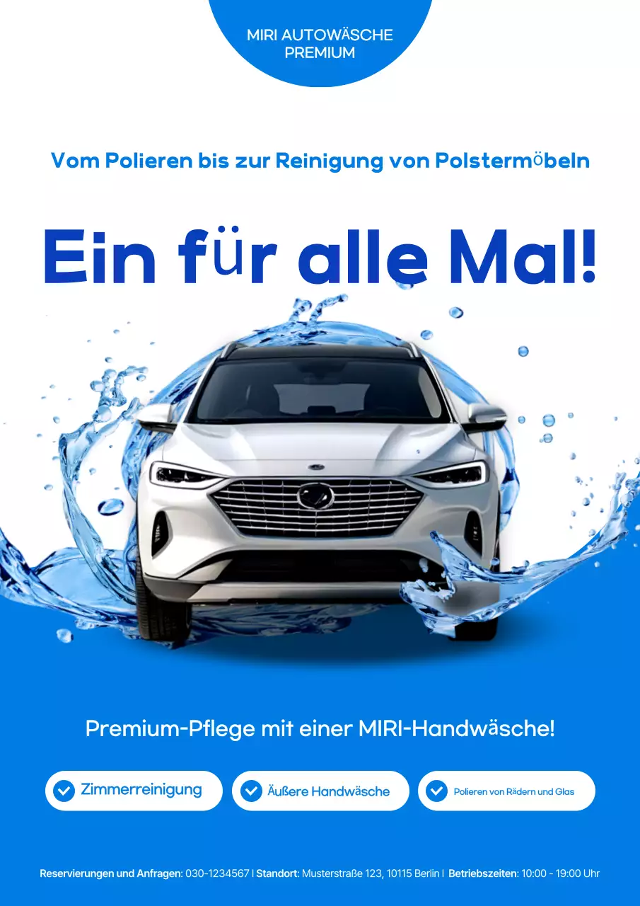 Blaue moderne Autowaschwerbung