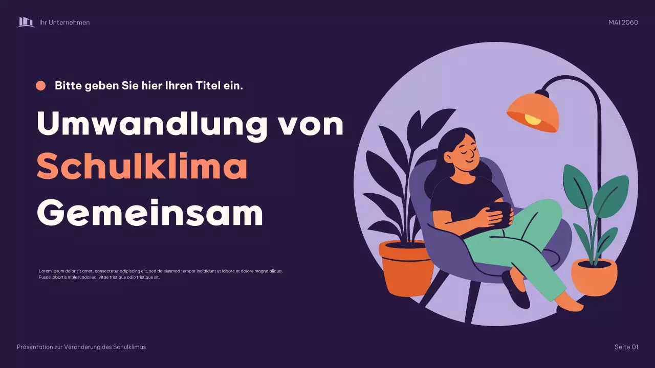 Lila Illustrative: Gemeinsam das Schulklima verändern Präsentation