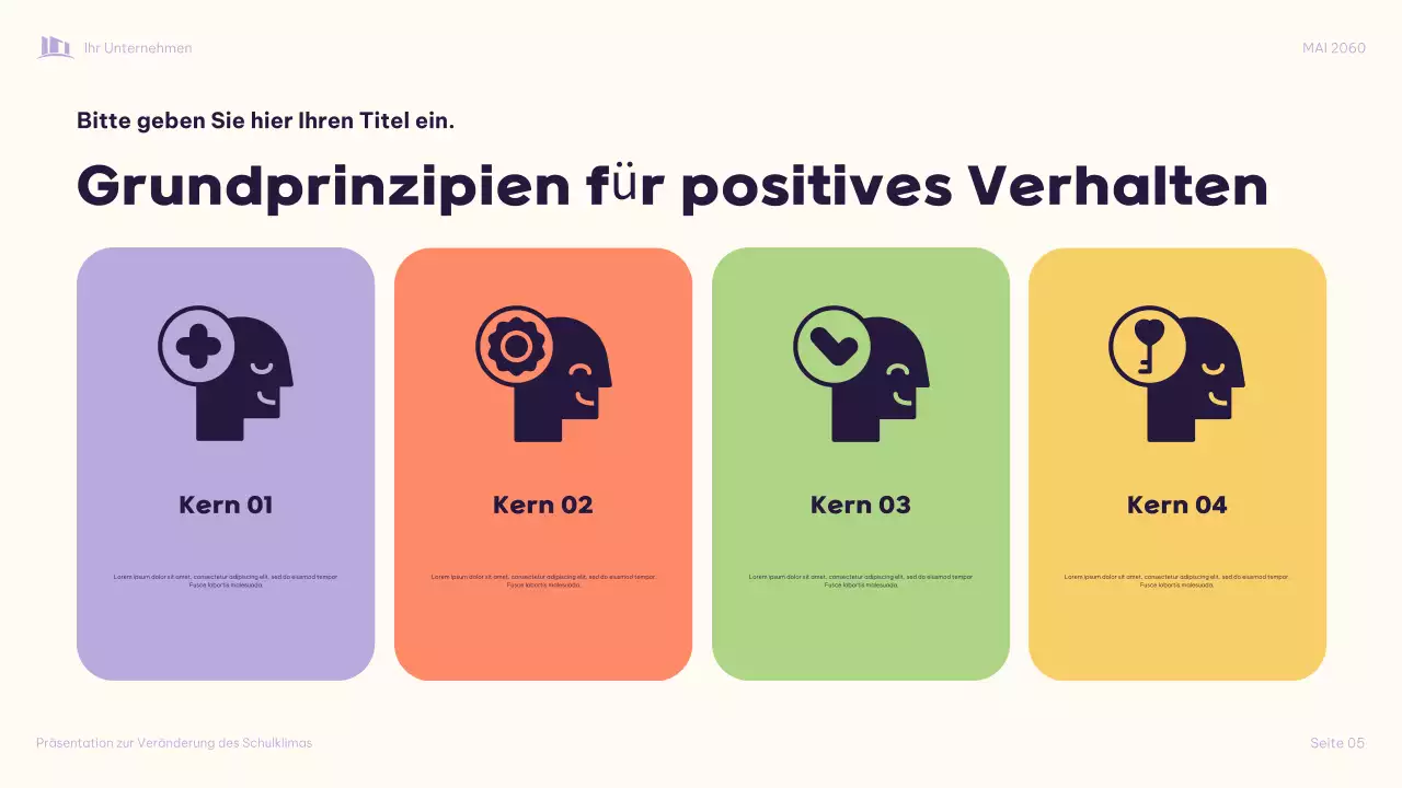 Lila Illustrative: Gemeinsam das Schulklima verändern Präsentation