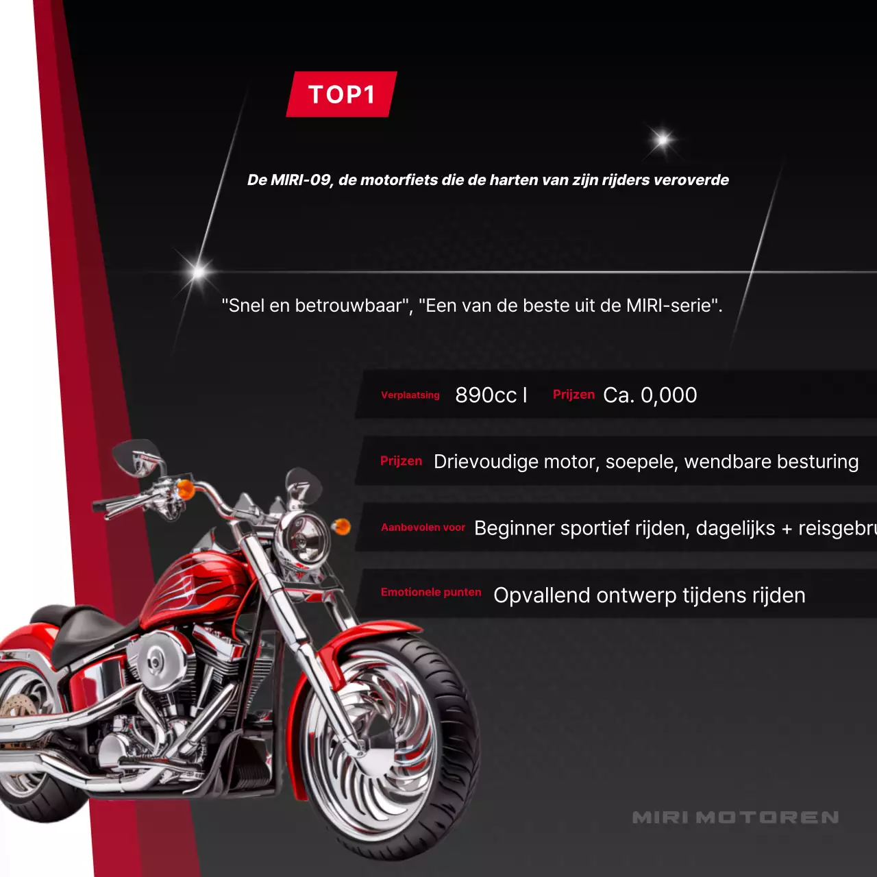 Rode moderne motorfietsadvertentie