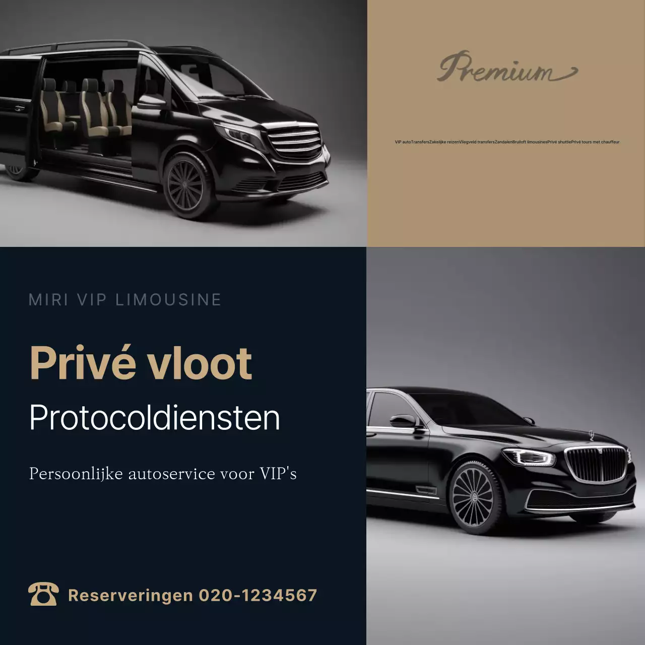 Advertentie voor zwarte luxe autoservice
