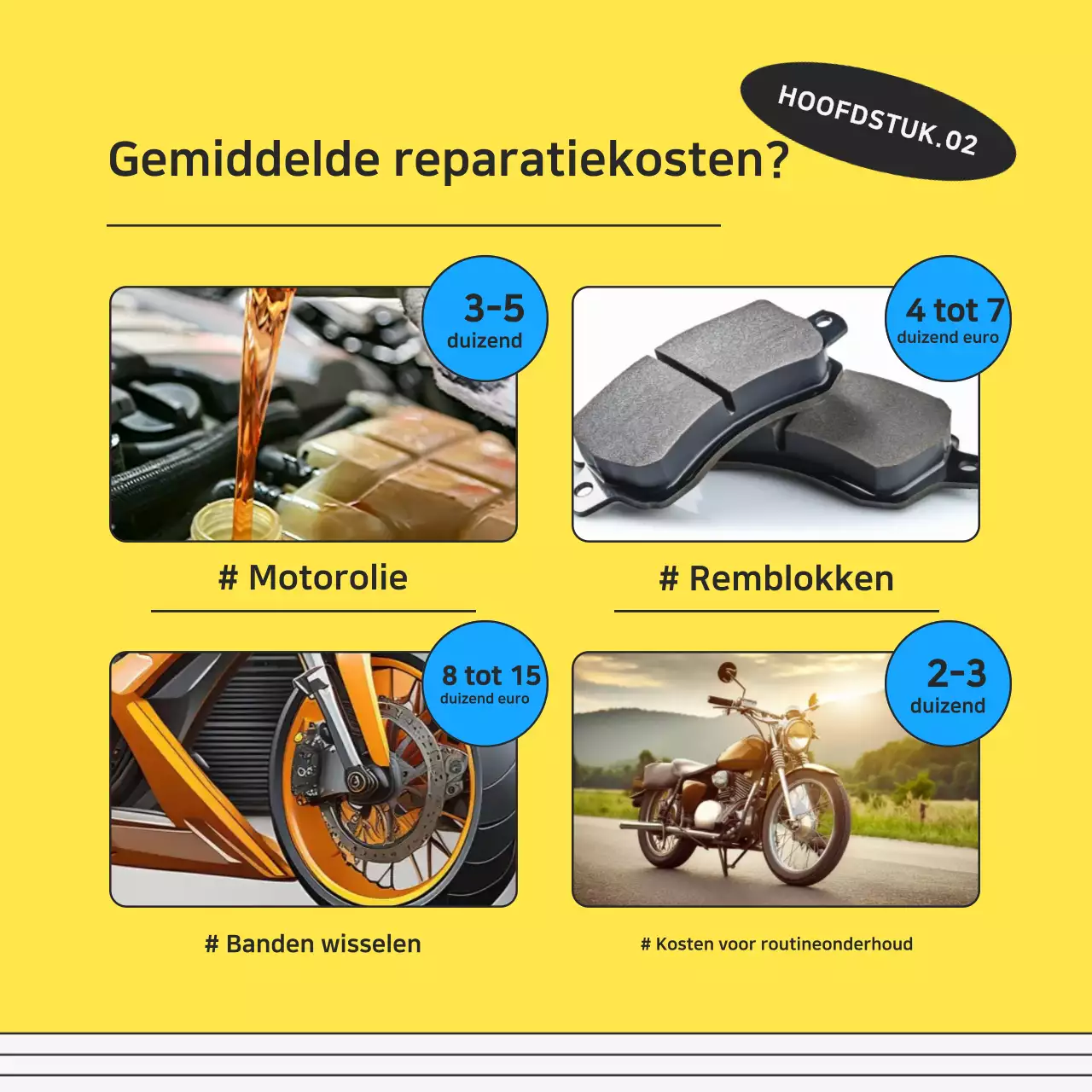 Gele kitscherige motorreparatie-advertentie