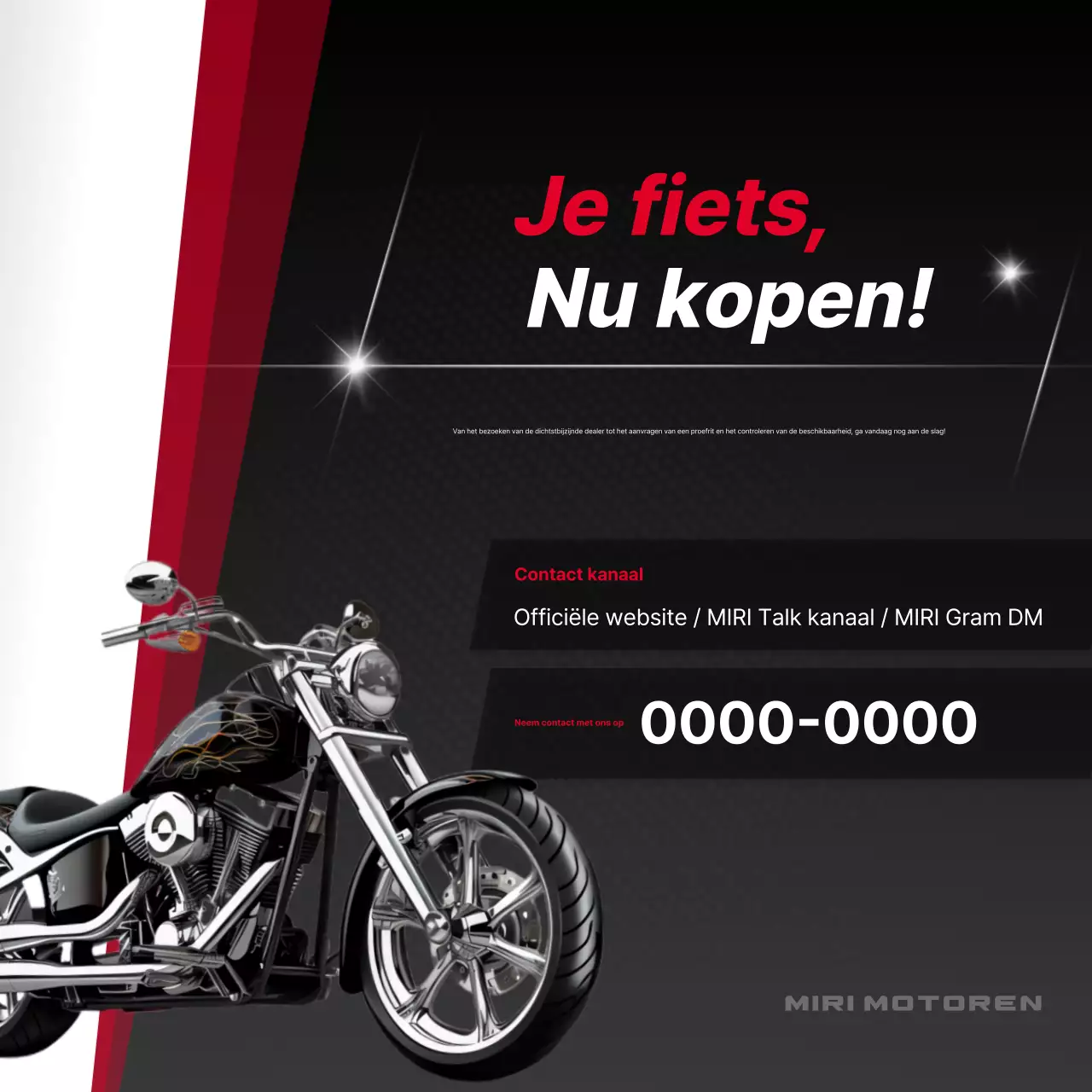 Rode moderne motorfietsadvertentie