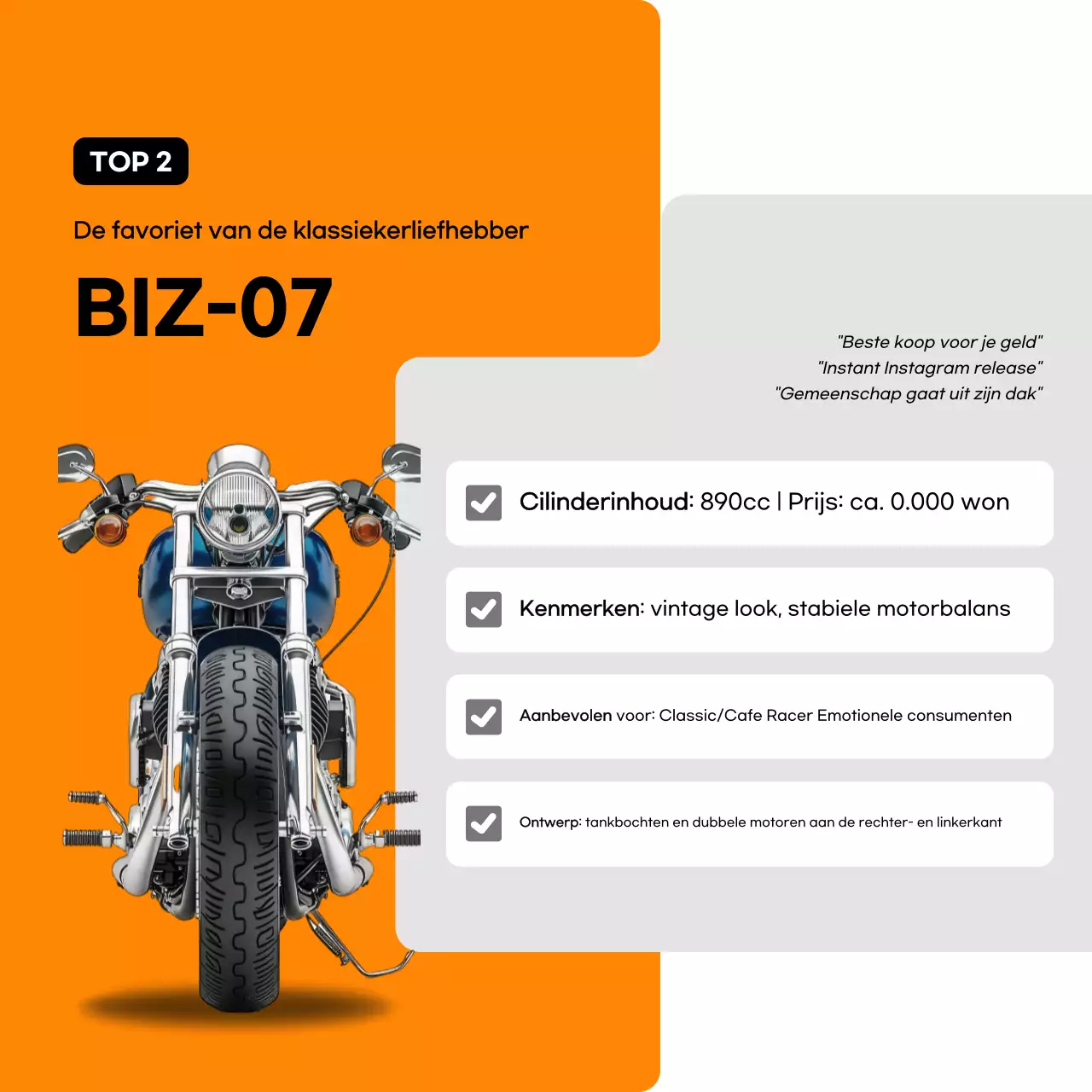 Oranje moderne motorfietsadvertentie