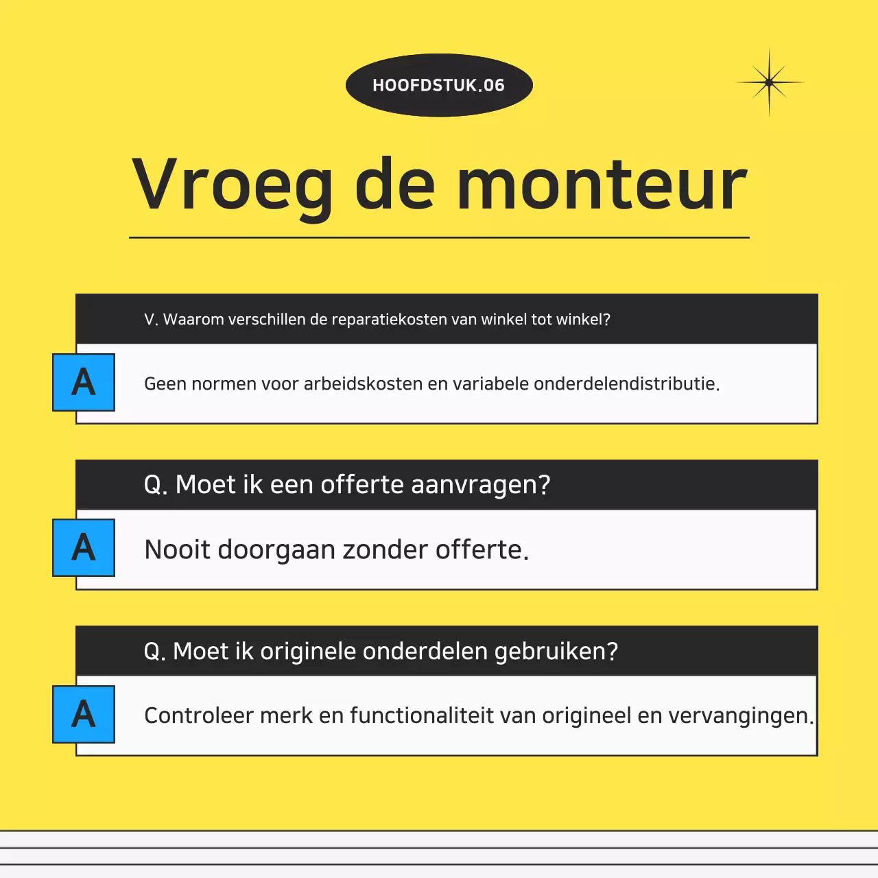 Gele kitscherige motorreparatie-advertentie