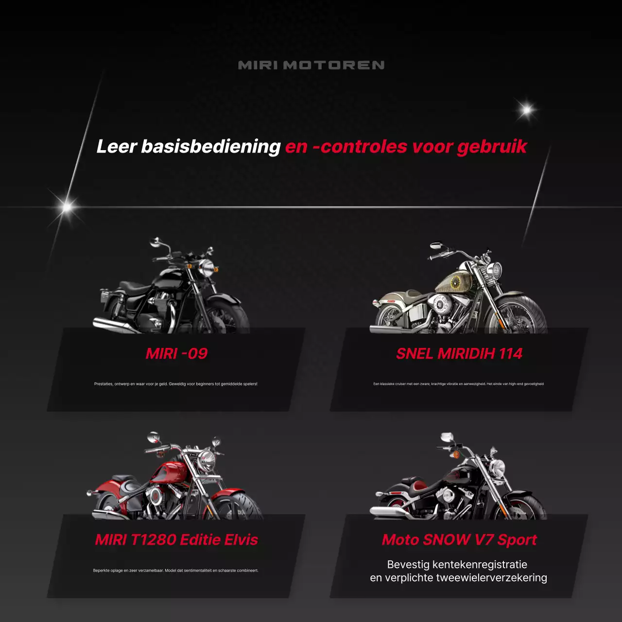 Rode moderne motorfietsadvertentie