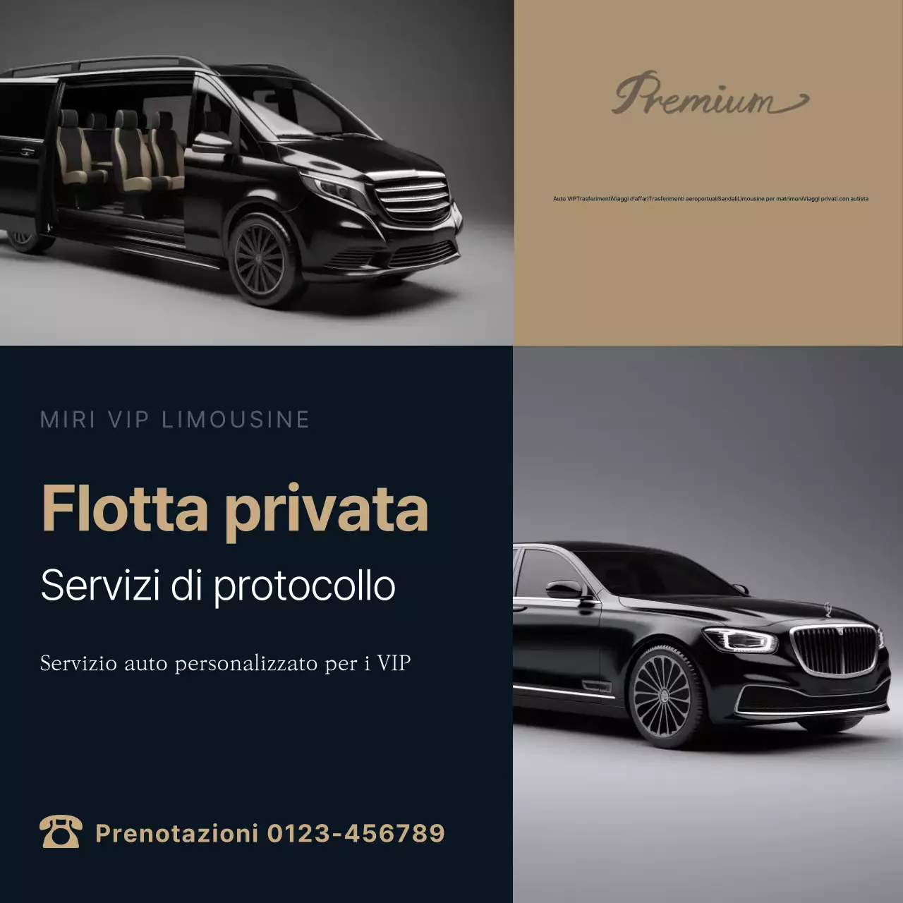 Pubblicità del servizio di auto di lusso nere