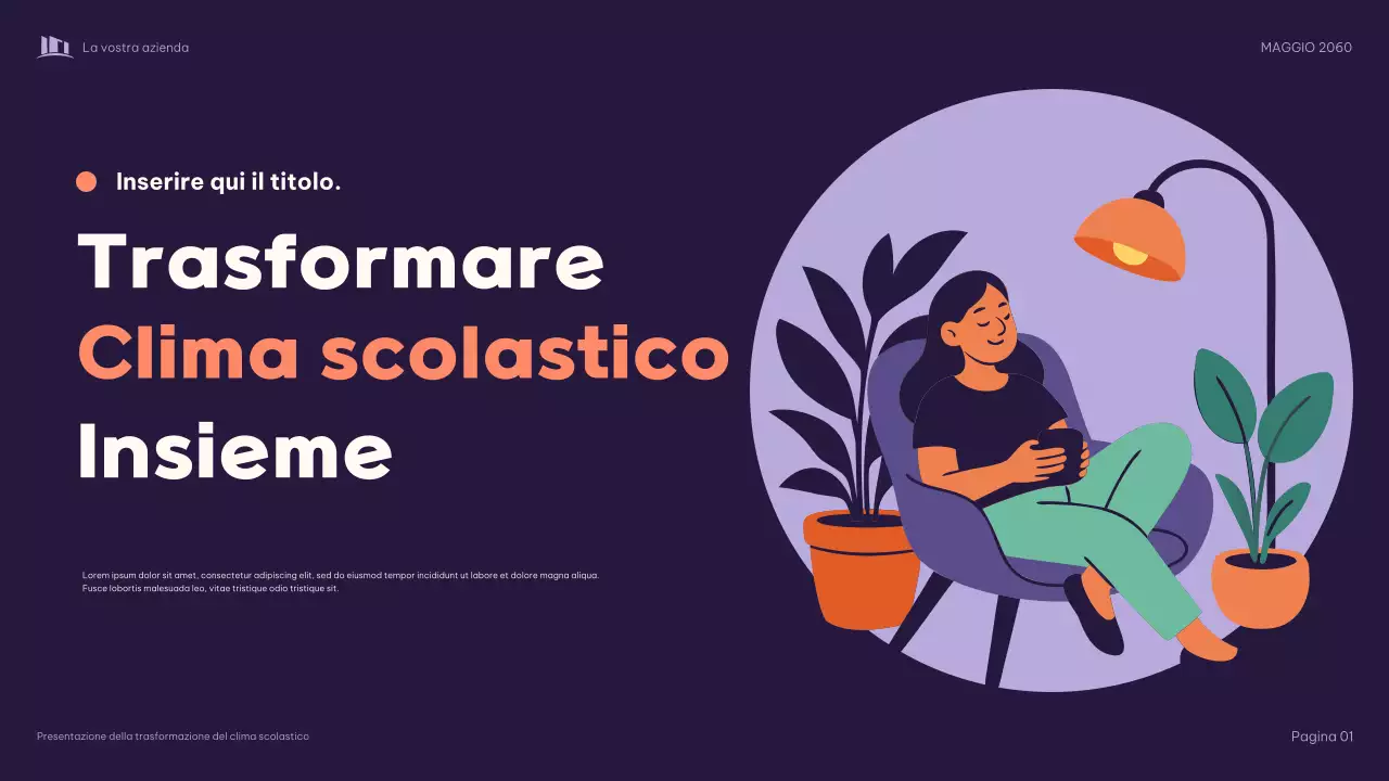 Presentazione illustrativa viola "Trasformare insieme il clima scolastico"