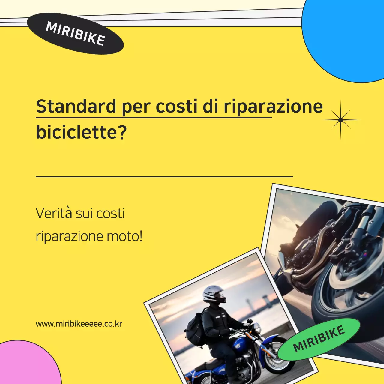 Annuncio kitsch giallo per la riparazione di motociclette