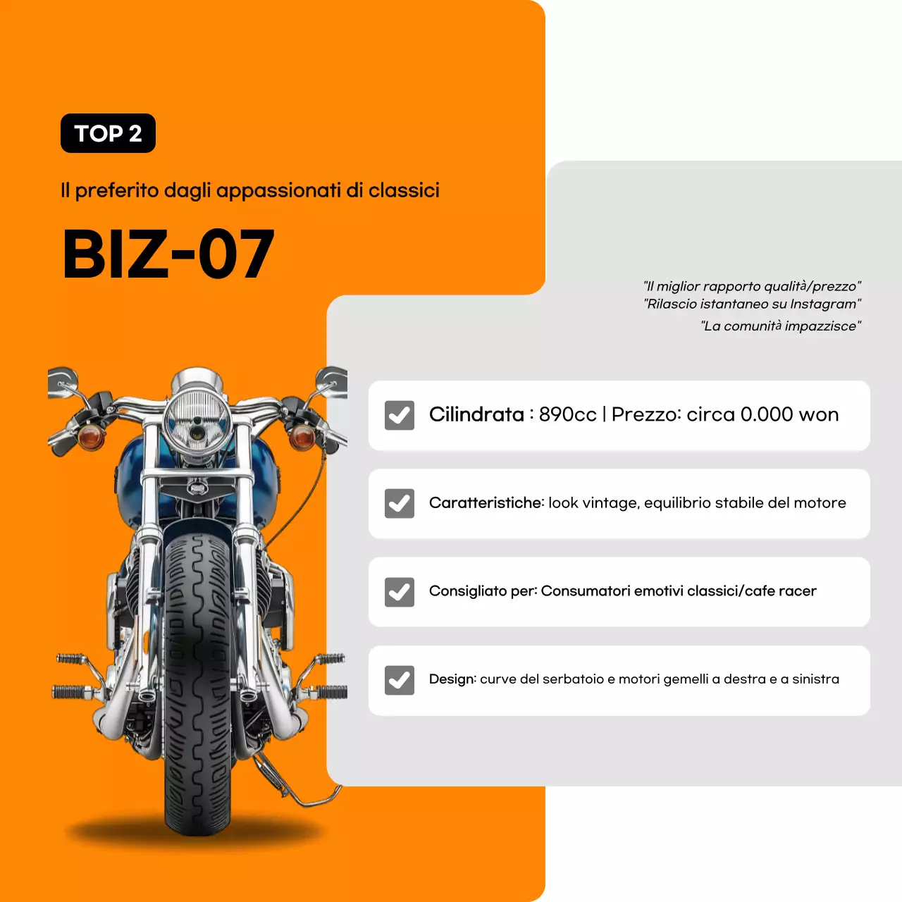 Pubblicità di motocicletta moderna arancione