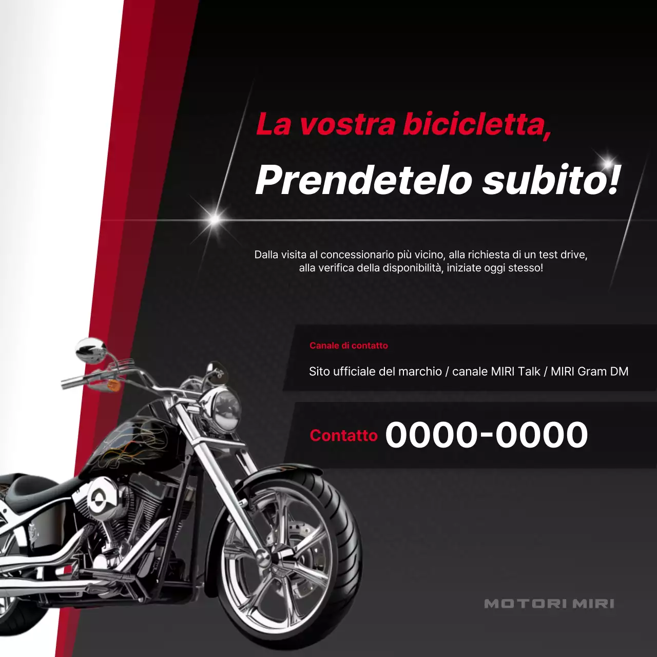 Pubblicità di motocicletta moderna rossa
