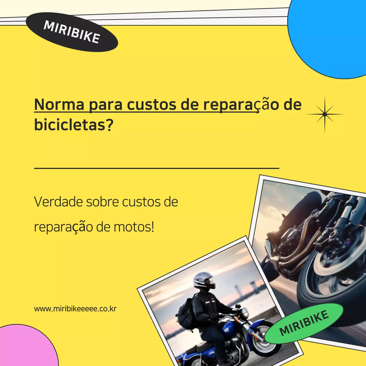 Anúncio kitsch amarelo de conserto de motocicleta