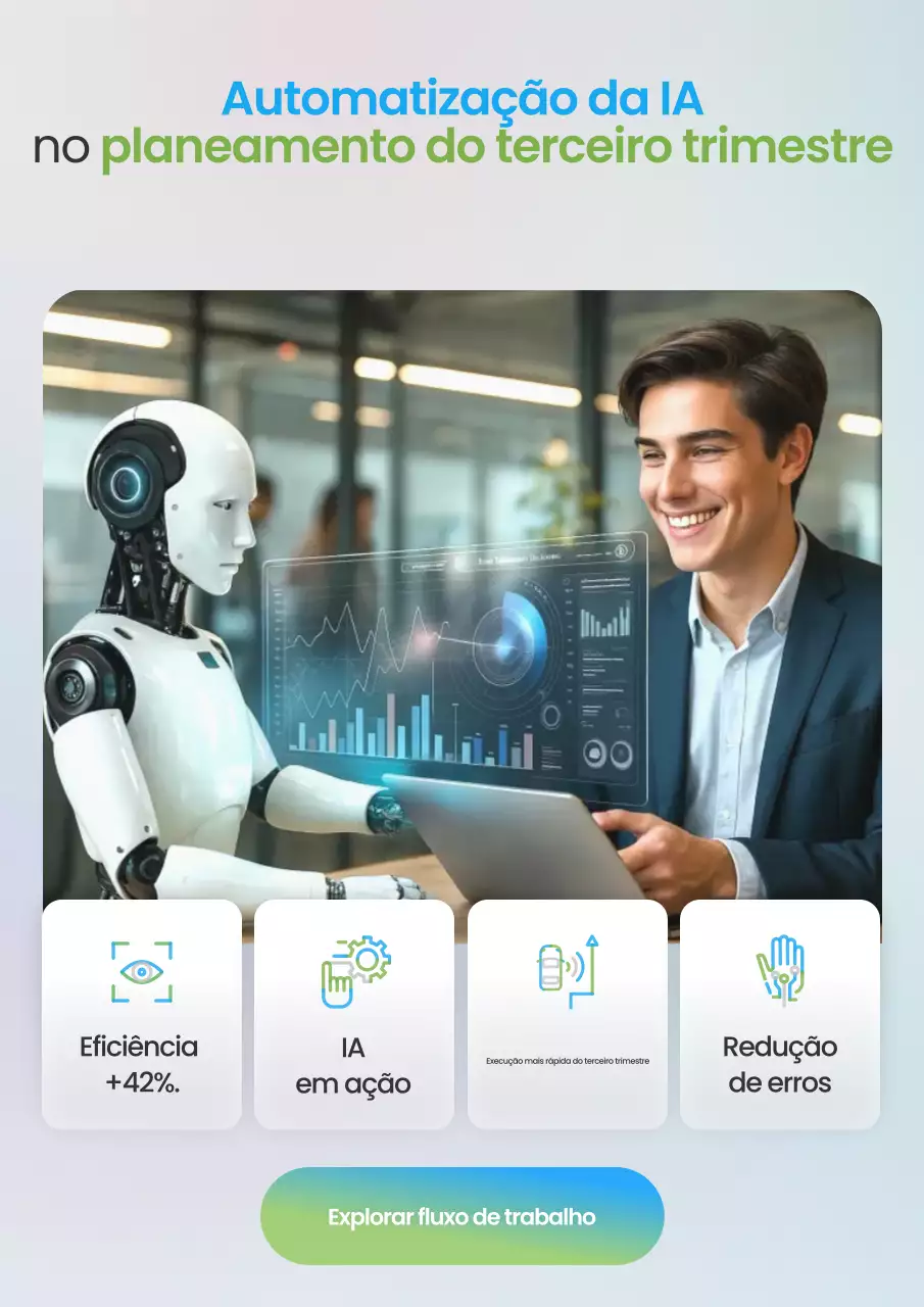 Promoção de planejamento de IA em estilo futurista com gradiente azul