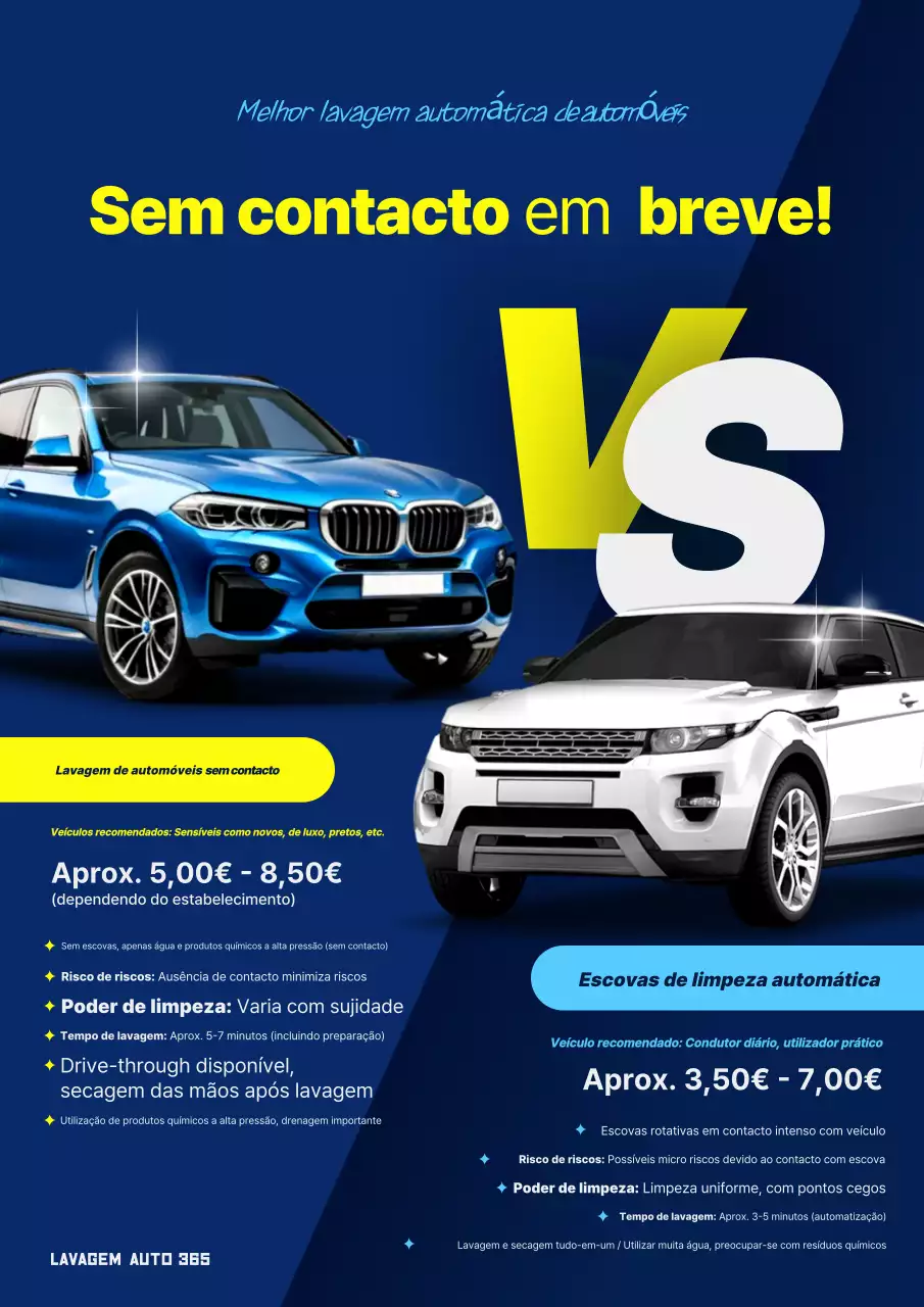 Anúncio de Lavagem de Carros Moderna Azul