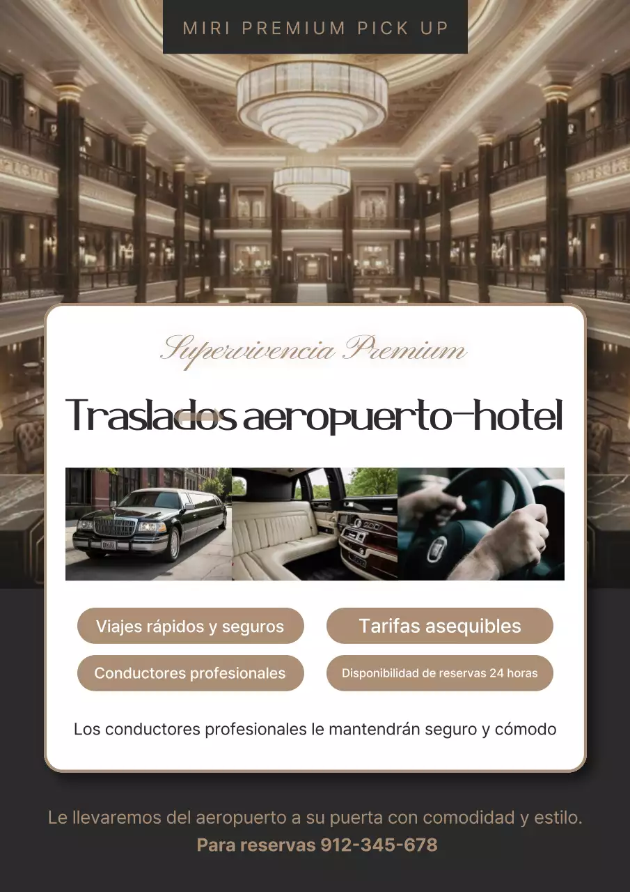 Promoción de servicio de recogida de lujo en el aeropuerto
