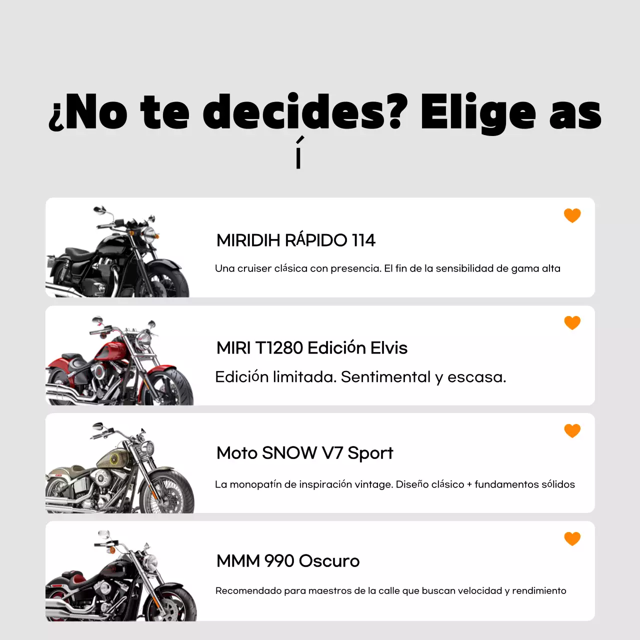 Anuncio de motocicleta moderna de color naranja