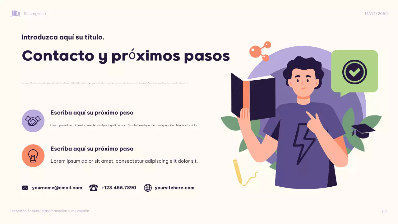 Presentación púrpura ilustrativa "Transformando juntos el clima escolar"