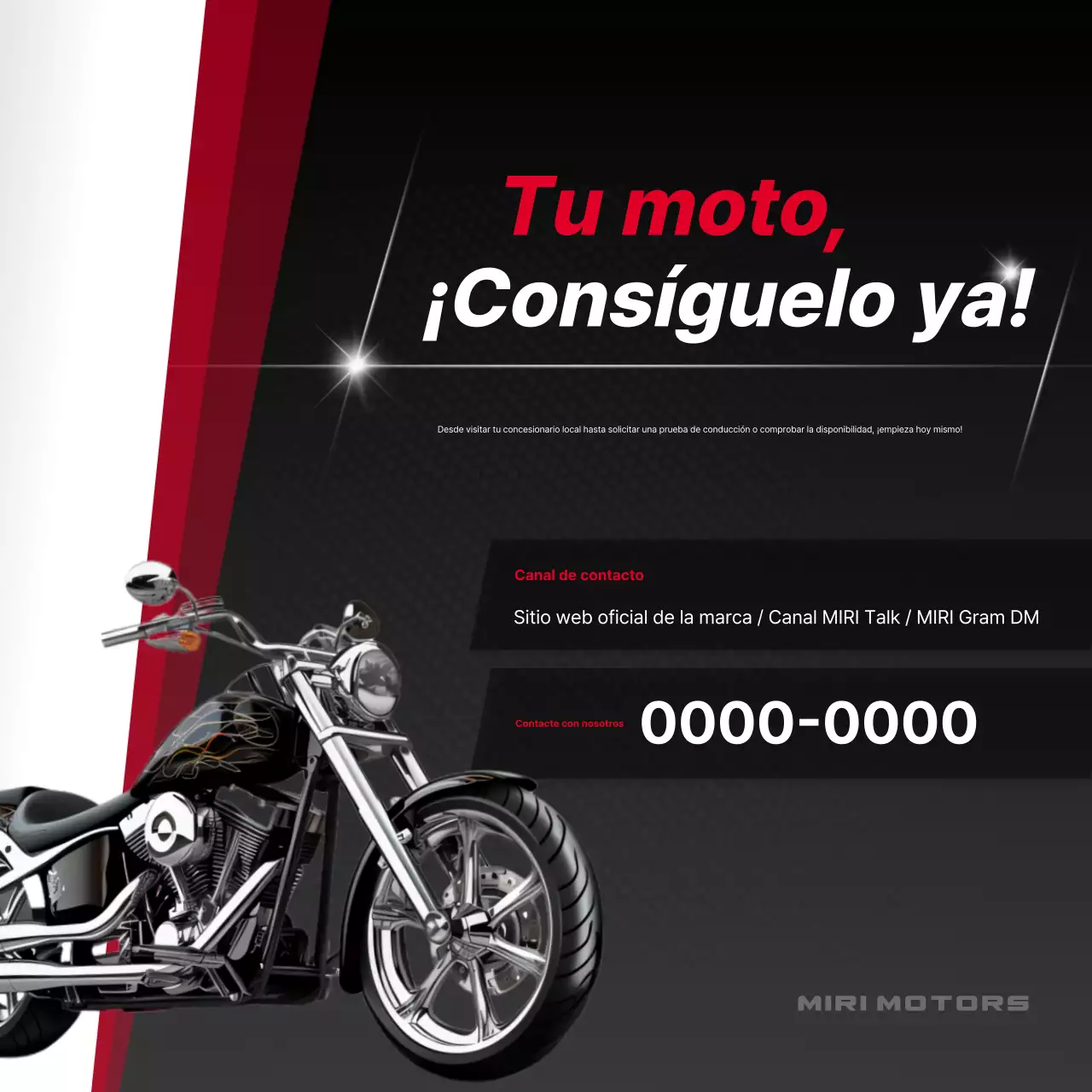 Anuncio de motocicleta moderna roja