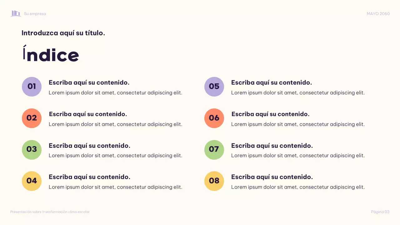 Presentación púrpura ilustrativa "Transformando juntos el clima escolar"