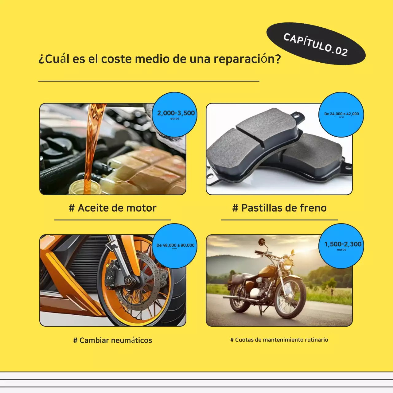 Anuncio kitsch amarillo de reparación de motocicletas