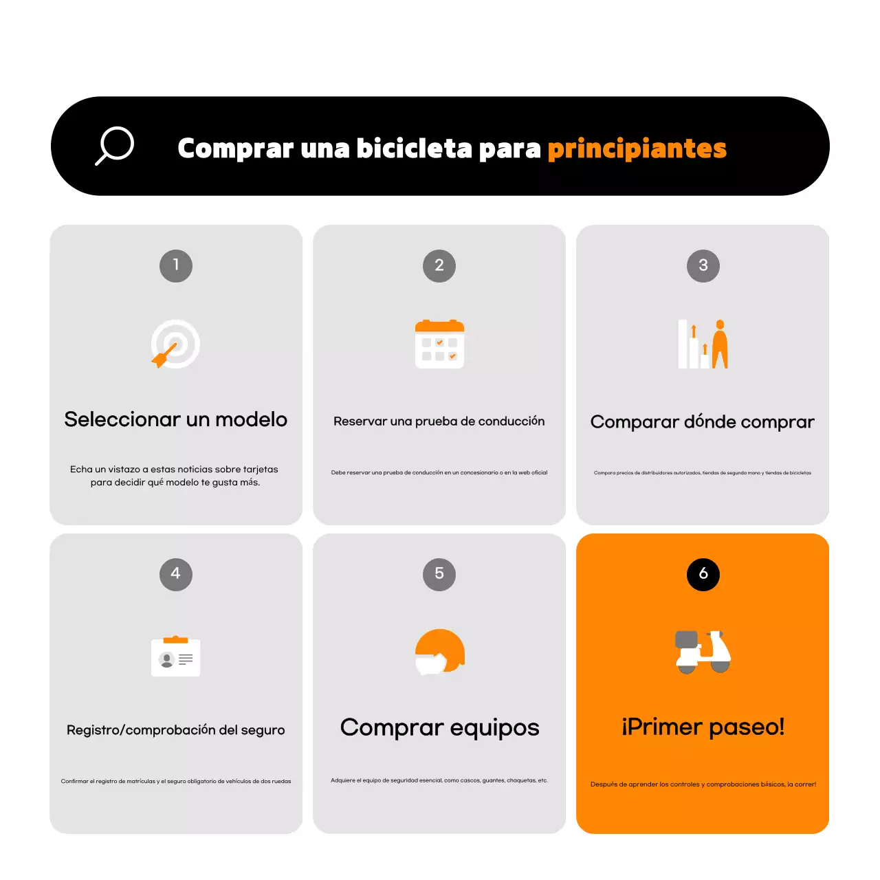 Anuncio de motocicleta moderna de color naranja