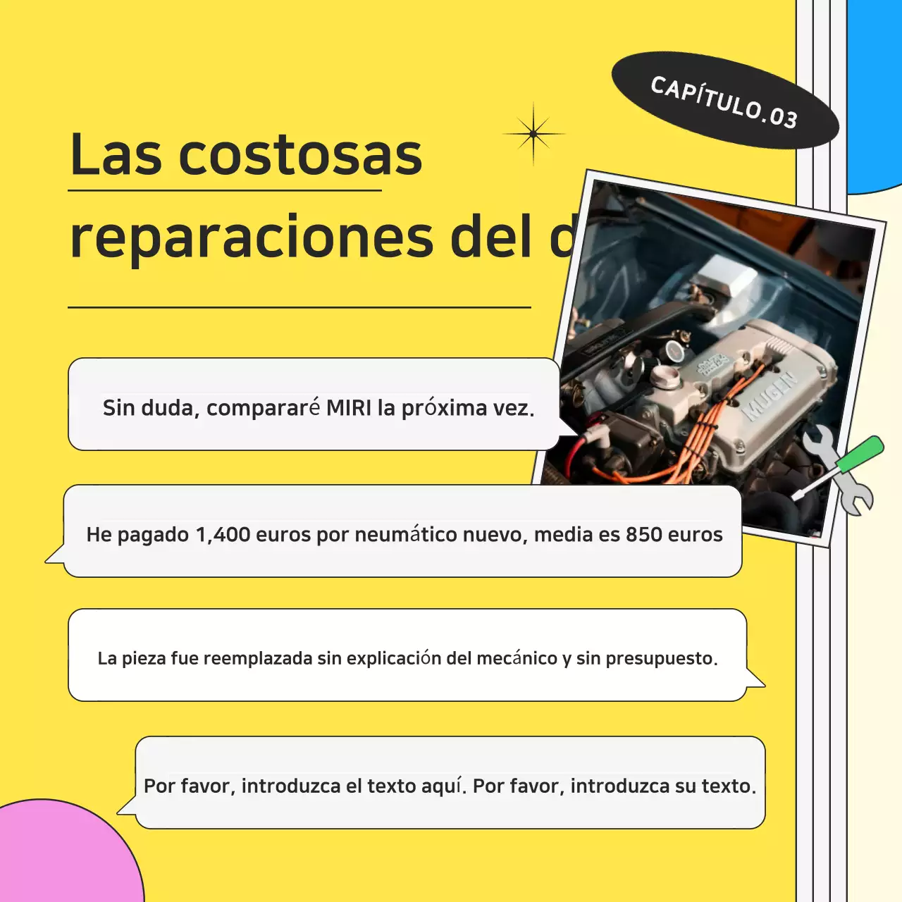 Anuncio kitsch amarillo de reparación de motocicletas