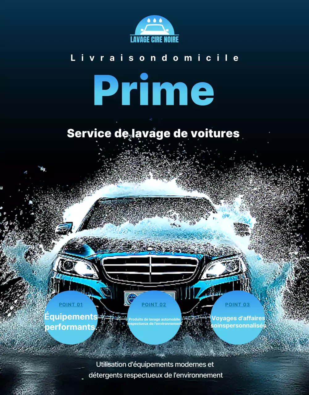Publicité pour le lave-auto moderne bleu