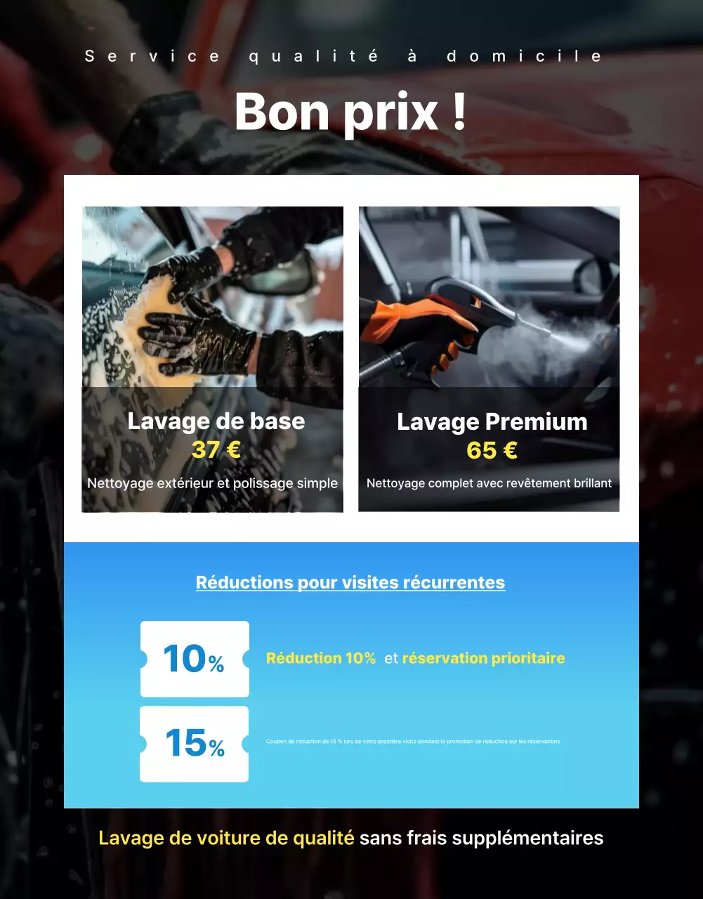 Publicité pour le lave-auto moderne bleu