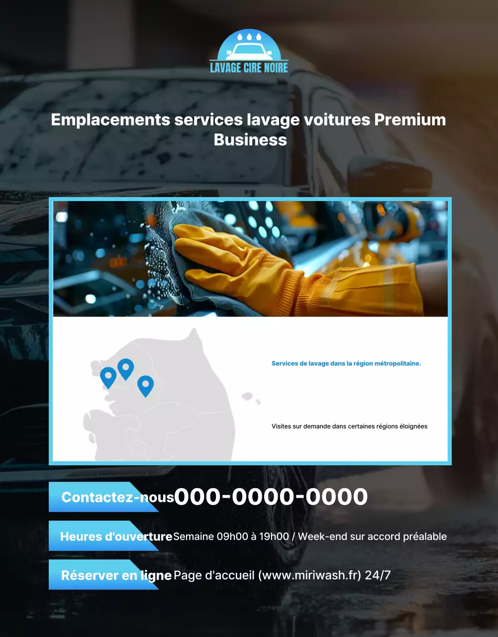 Publicité pour le lave-auto moderne bleu