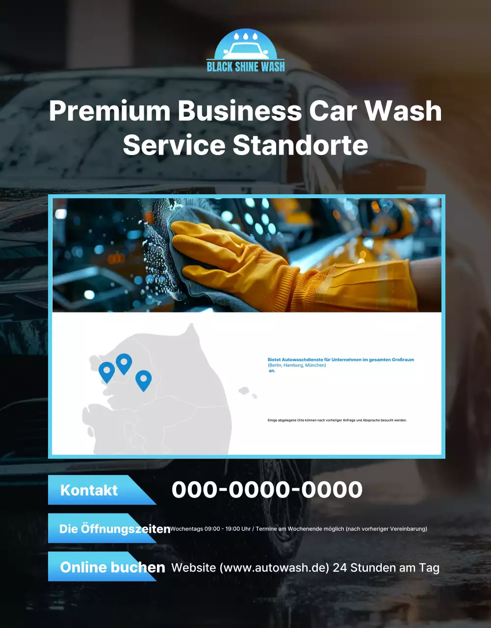 Blaue moderne Autowaschwerbung