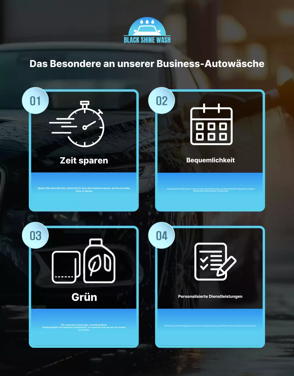 Blaue moderne Autowaschwerbung