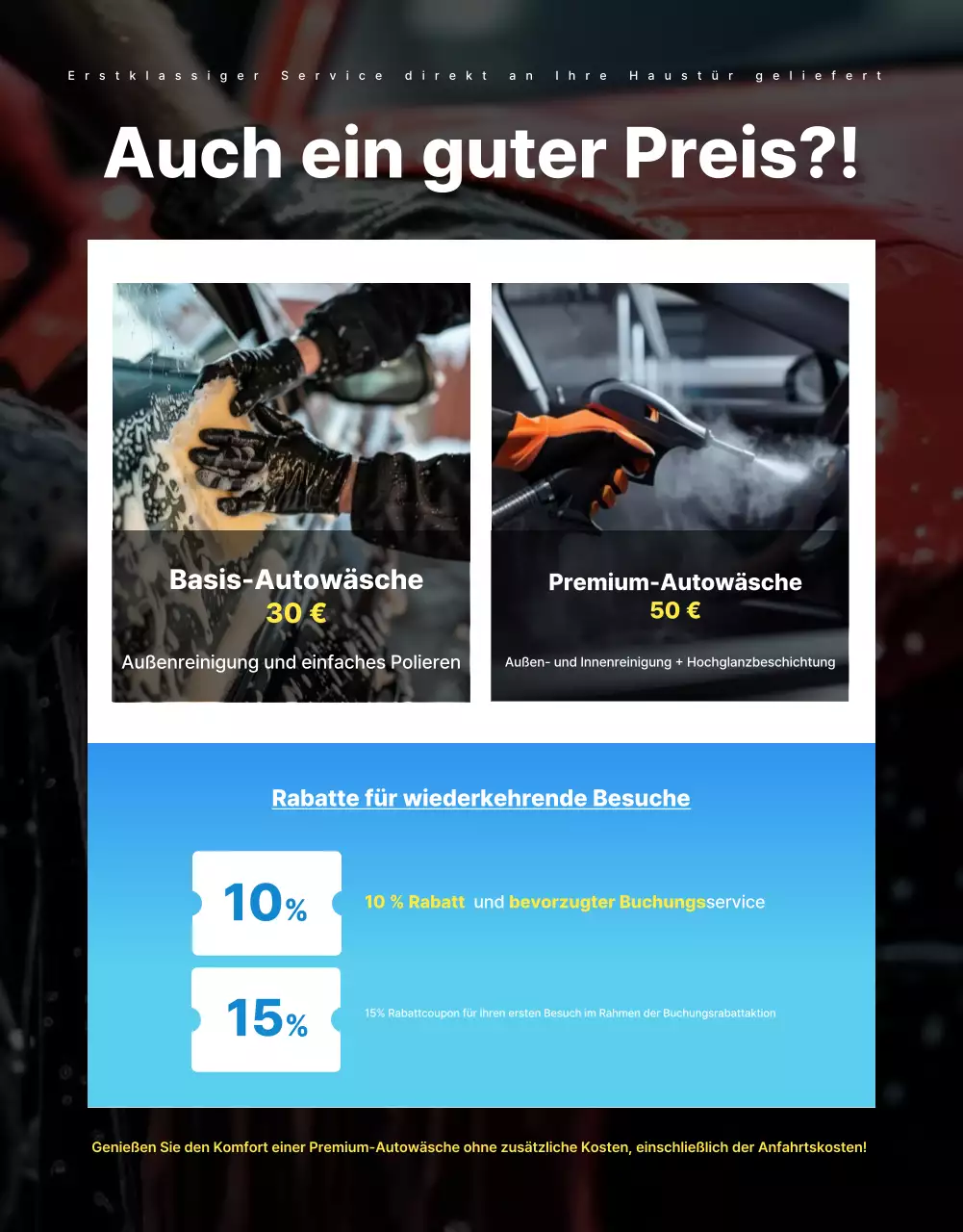 Blaue moderne Autowaschwerbung