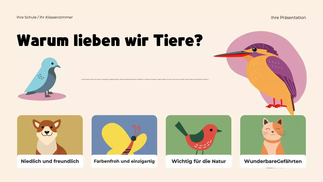 Verspielte Tiere Vorlage Präsentation