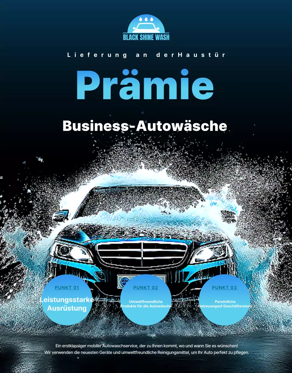 Blaue moderne Autowaschwerbung