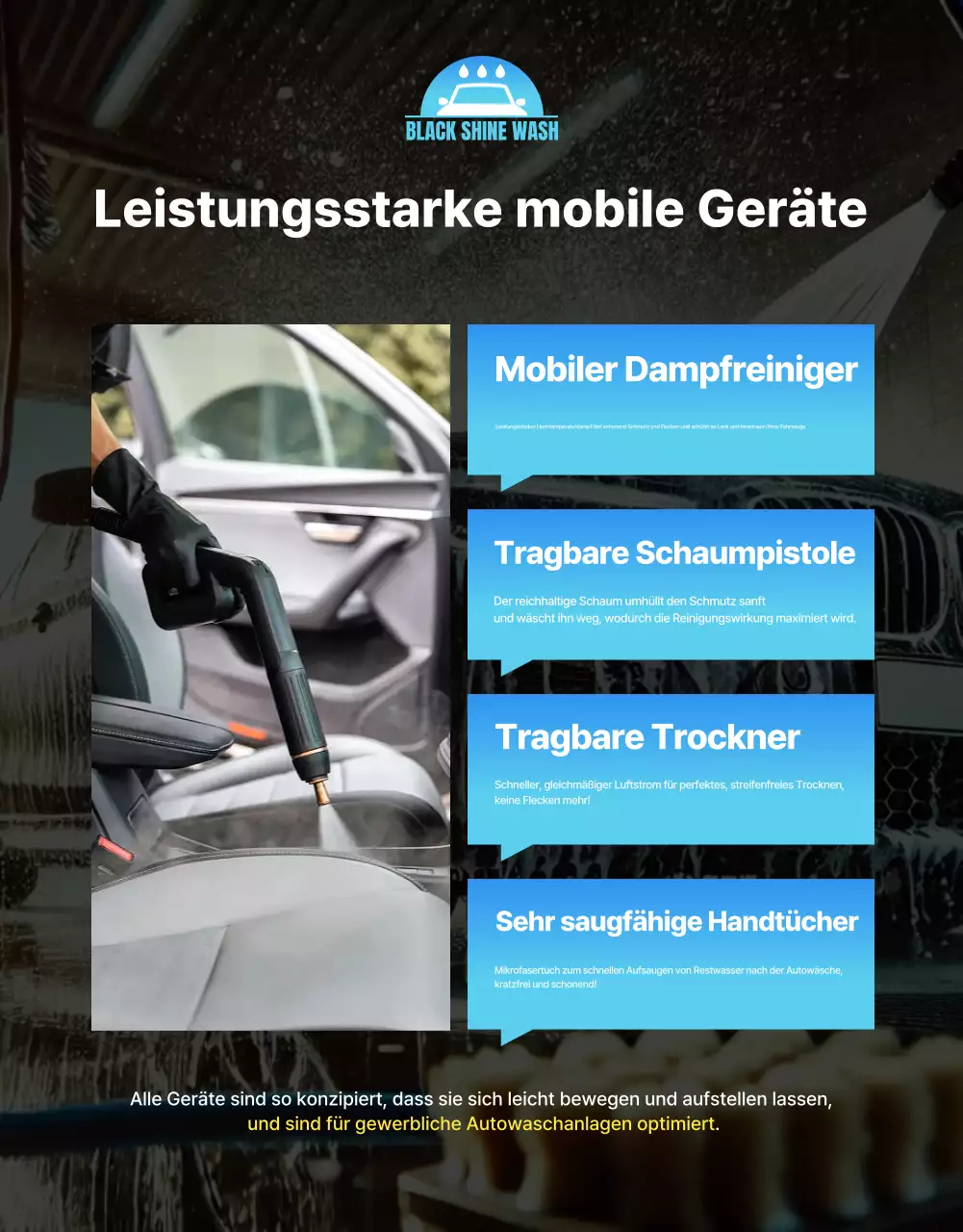 Blaue moderne Autowaschwerbung