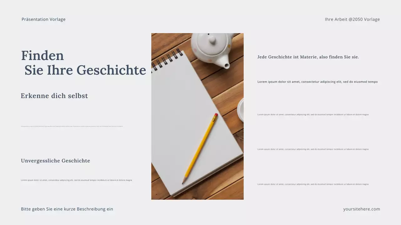 Graue moderne Storytelling-Präsentation