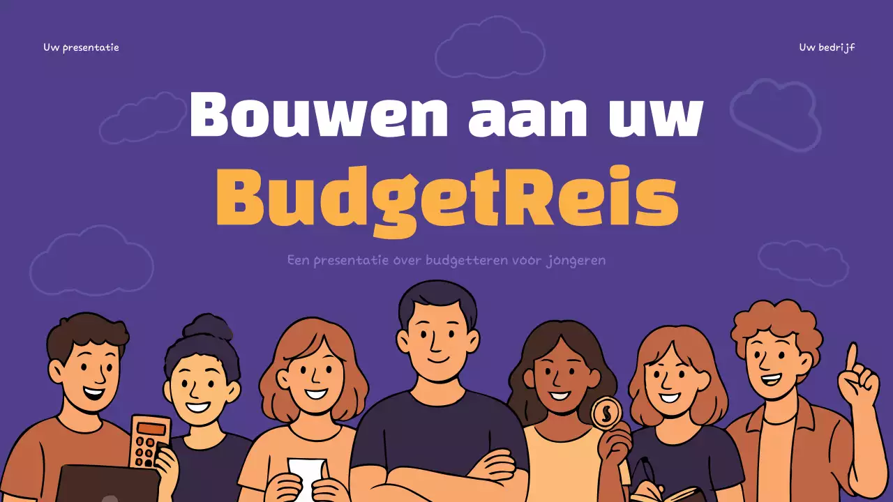 Paarse trendy budgettering infographic presentatie