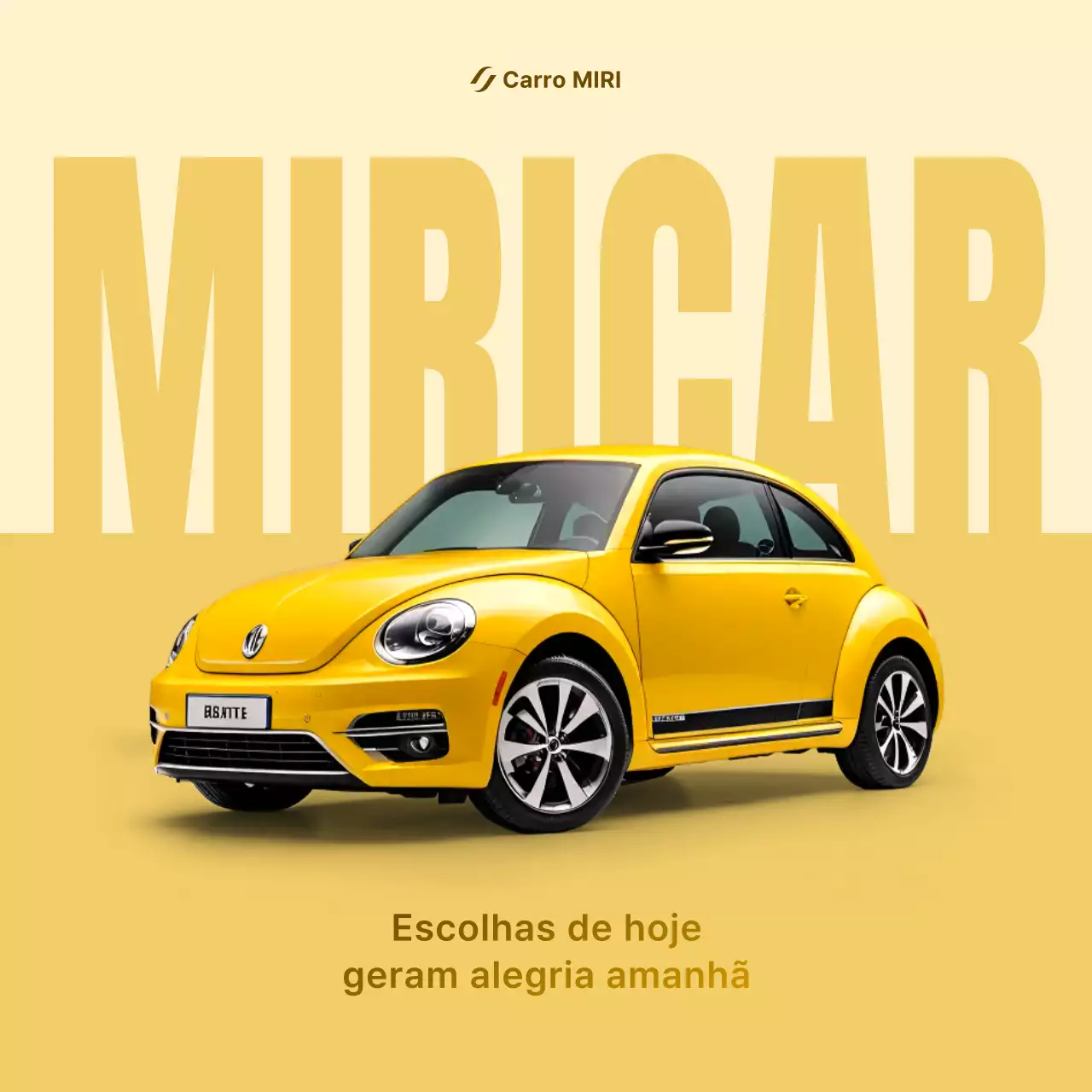 Propaganda de carro moderno amarelo