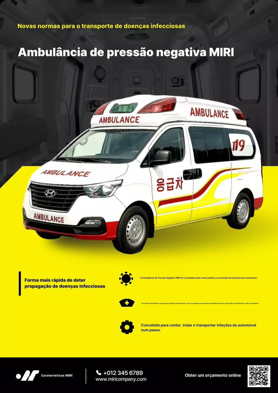 Anúncio de ambulância com destaque amarelo