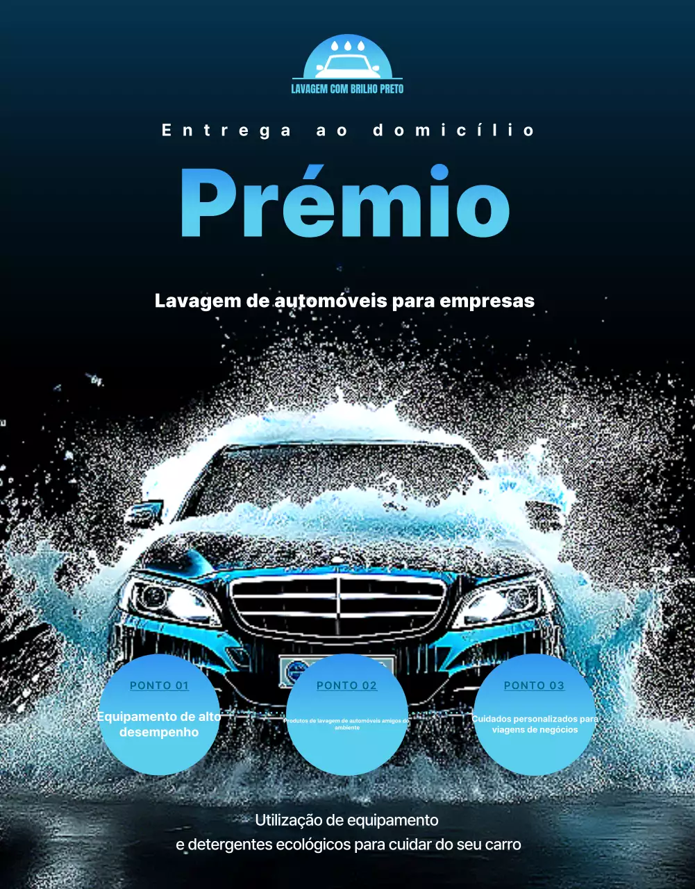 Anúncio de Lavagem de Carros Moderna Azul