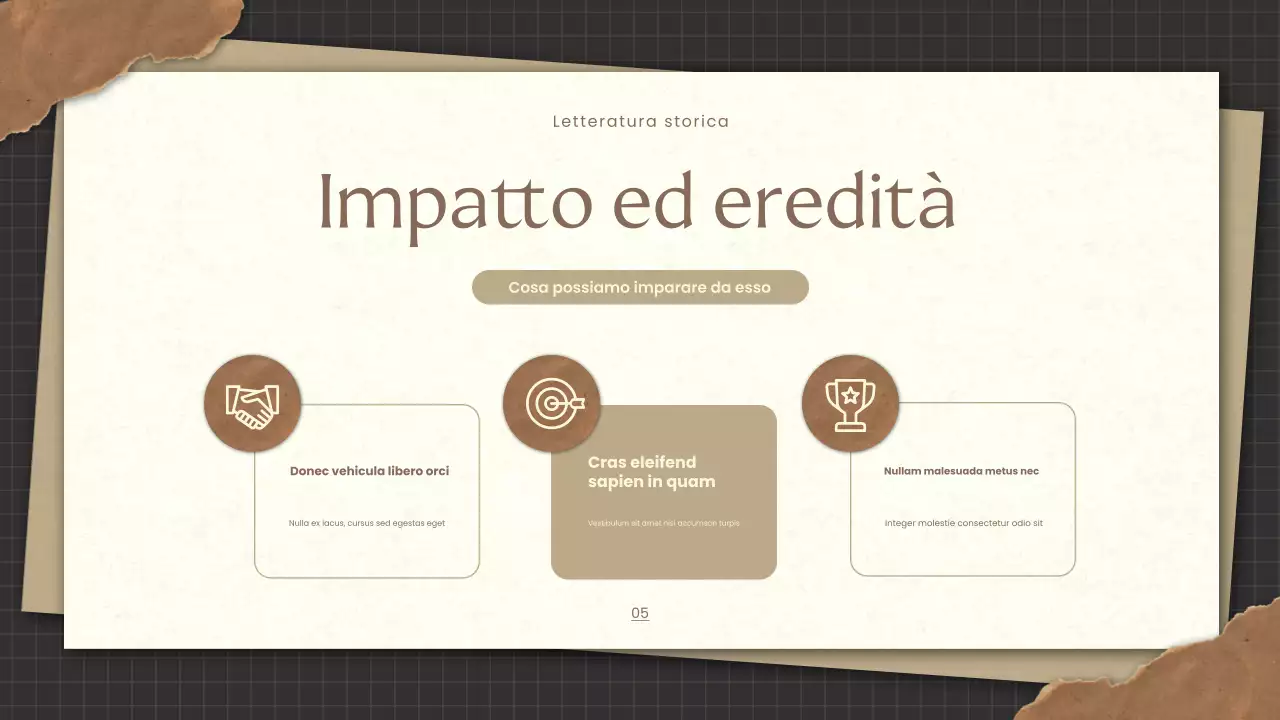 Presentazione della letteratura storica d'epoca dell'oro