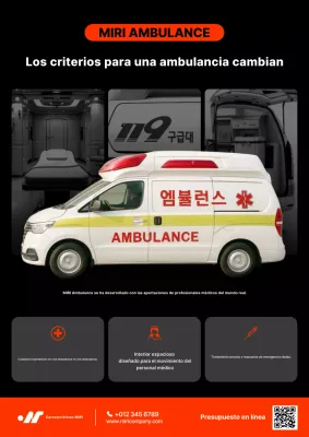 Anuncio médico de emergencia moderno y negro
