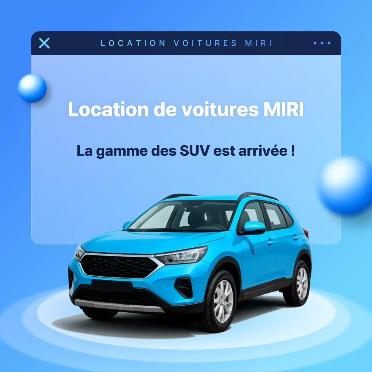 Publicité pour une voiture moderne bleu ciel