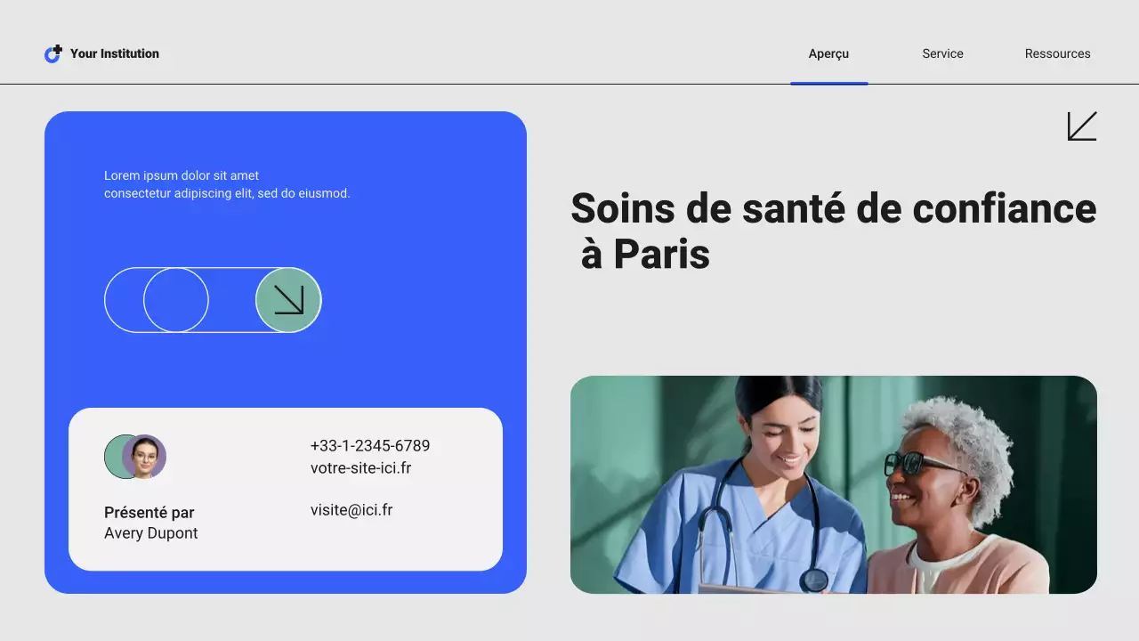 Présentation des services hospitaliers locaux professionnels modernes bleus et verts