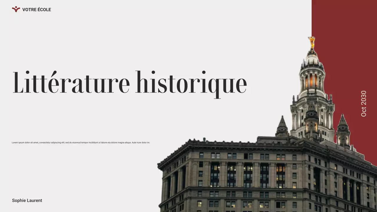 Présentation Web sur la littérature historique moderne